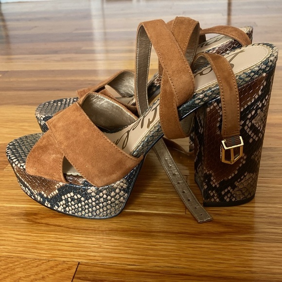 Sam Edelman Women’s Snakeskin Lace Up Heels Size 7.5 - Picture 2 of 8